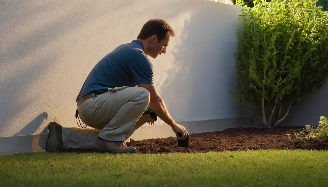 Provider checking a home foundation for pest entry points in the San Ramon area